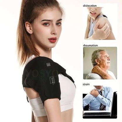 Heated shoulder brace suitable for relieving muscle pain - pluscompress