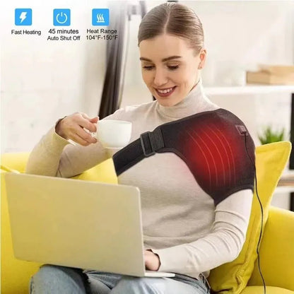 Heated shoulder brace suitable for relieving muscle pain - pluscompress