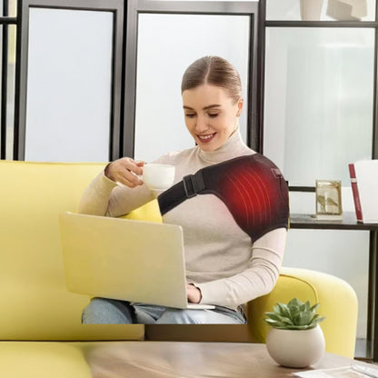 Heated shoulder brace suitable for relieving muscle pain - pluscompress