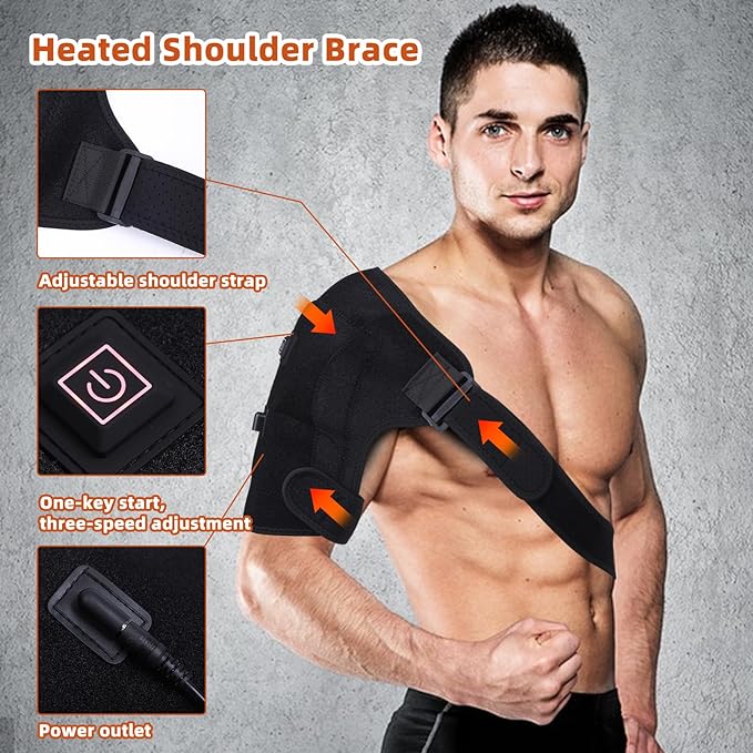 Heated shoulder brace suitable for relieving muscle pain - pluscompress